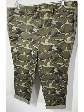 NWT Torrid Green Camo Denim Cropped Pant Aviator Military Streetwear Plus Sz 22